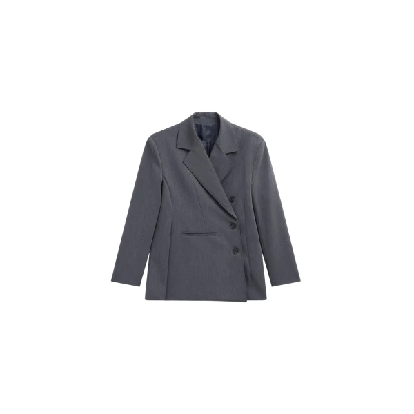 The Frankie Shop Antwerp Wrap Blazer - Grey - Oversized Minimalist Jackets in Grey - Shop at Luxury Shoes 
