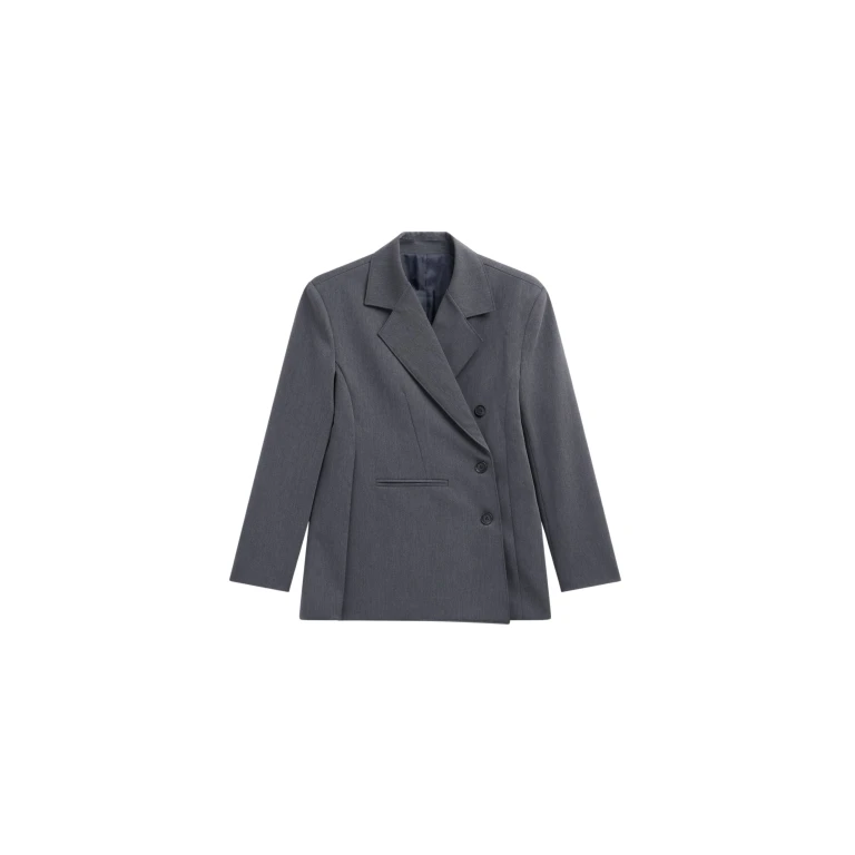 The Frankie Shop Antwerp Wrap Blazer - Grey - Oversized Minimalist Jackets in Grey - Shop at Luxury Shoes 