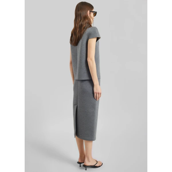 The Frankie Shop Anya Neoprene Midi Skirt – Grey Melange, view 6