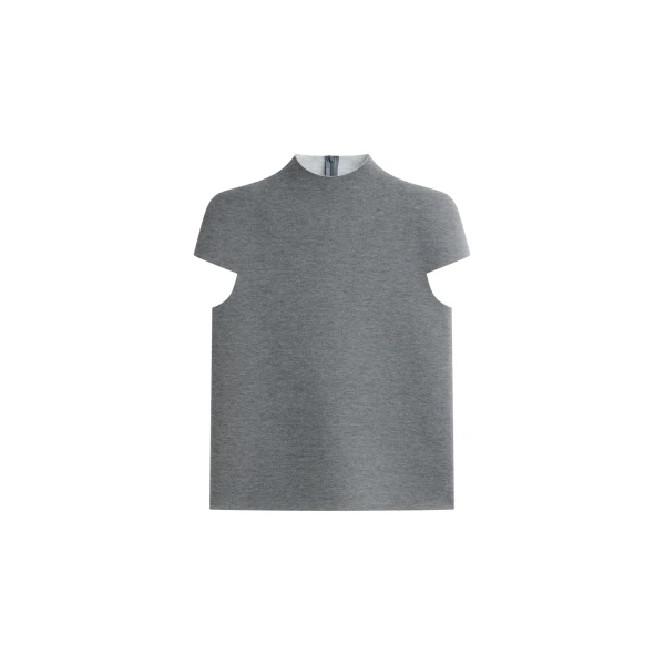 The Frankie Shop Anya Neoprene Sculpted Sleeve Top – Grey Melange