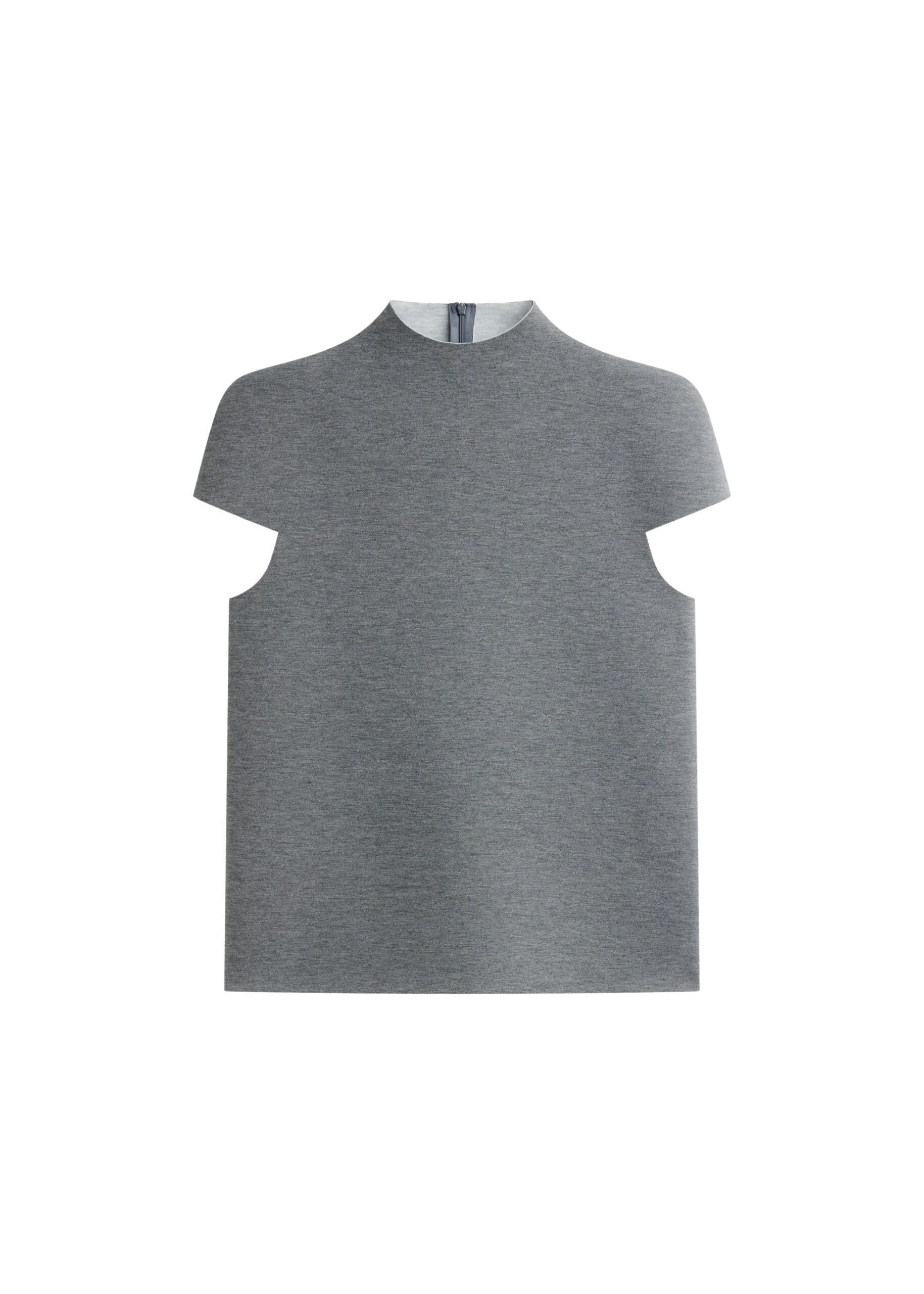 The Frankie Shop Anya Neoprene Sculpted Sleeve Top - Grey Melange - Oversized Minimalist Tops in Grey - Shop at Luxury Shoes 