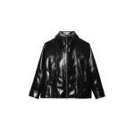 Arbor Crackled Faux Leather Jacket - Black by The Frankie Shop - Jackets The Frankie Shop Arbor Crackled Faux Leather Jacket – Black