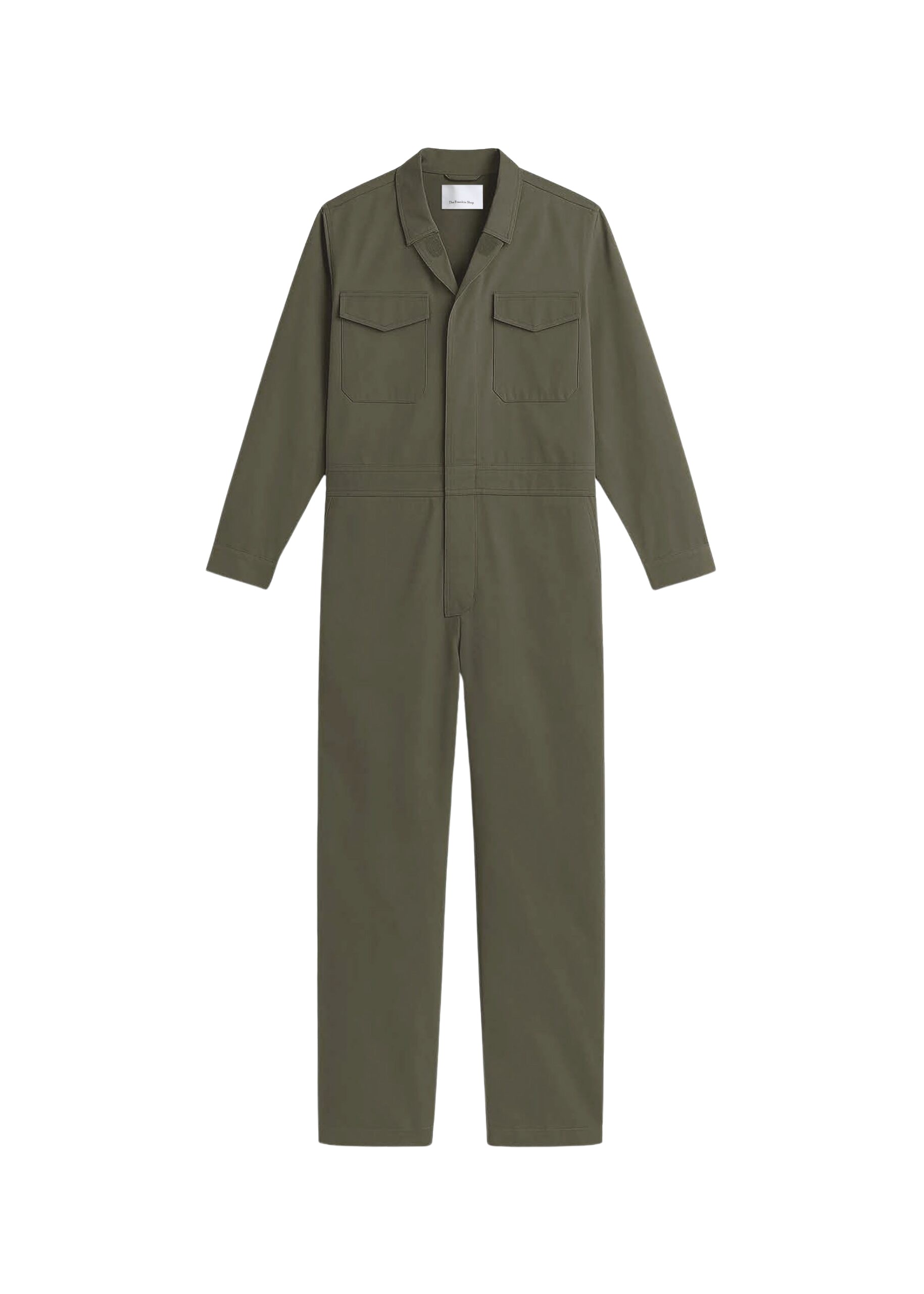 The Frankie Shop Ardea Cotton Utility Jumpsuit – Dark Olive