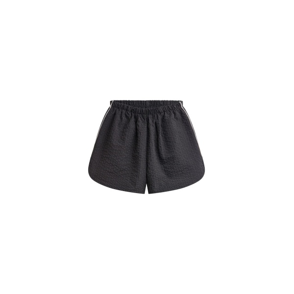 The Frankie Shop Arizona Seersucker Track Shorts - Checked Black - Oversized Minimalist Shorts in Multicolour - Shop at Luxury Shoes 