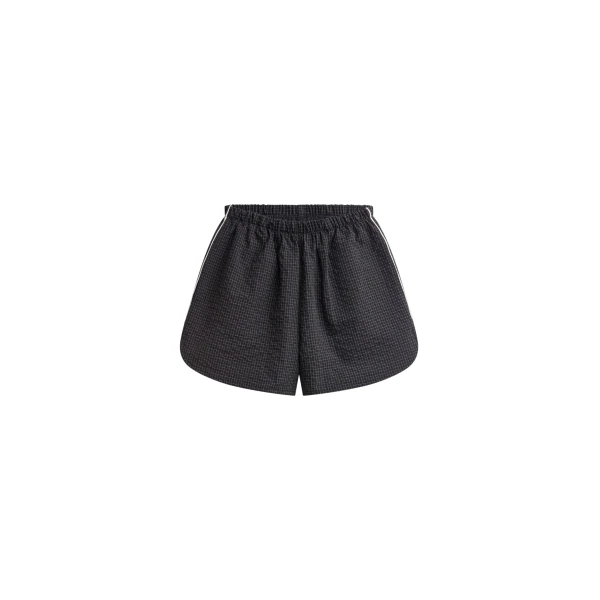 The Frankie Shop Arizona Seersucker Track Shorts - Checked Black - Oversized Minimalist Shorts in Multicolour - Shop at Luxury Shoes 