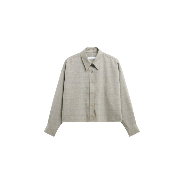 The Frankie Shop Arlen Boxy Shirt - Beige Glen Plaid - Oversized Minimalist Tops in Multicolour - Shop at Luxury Shoes 