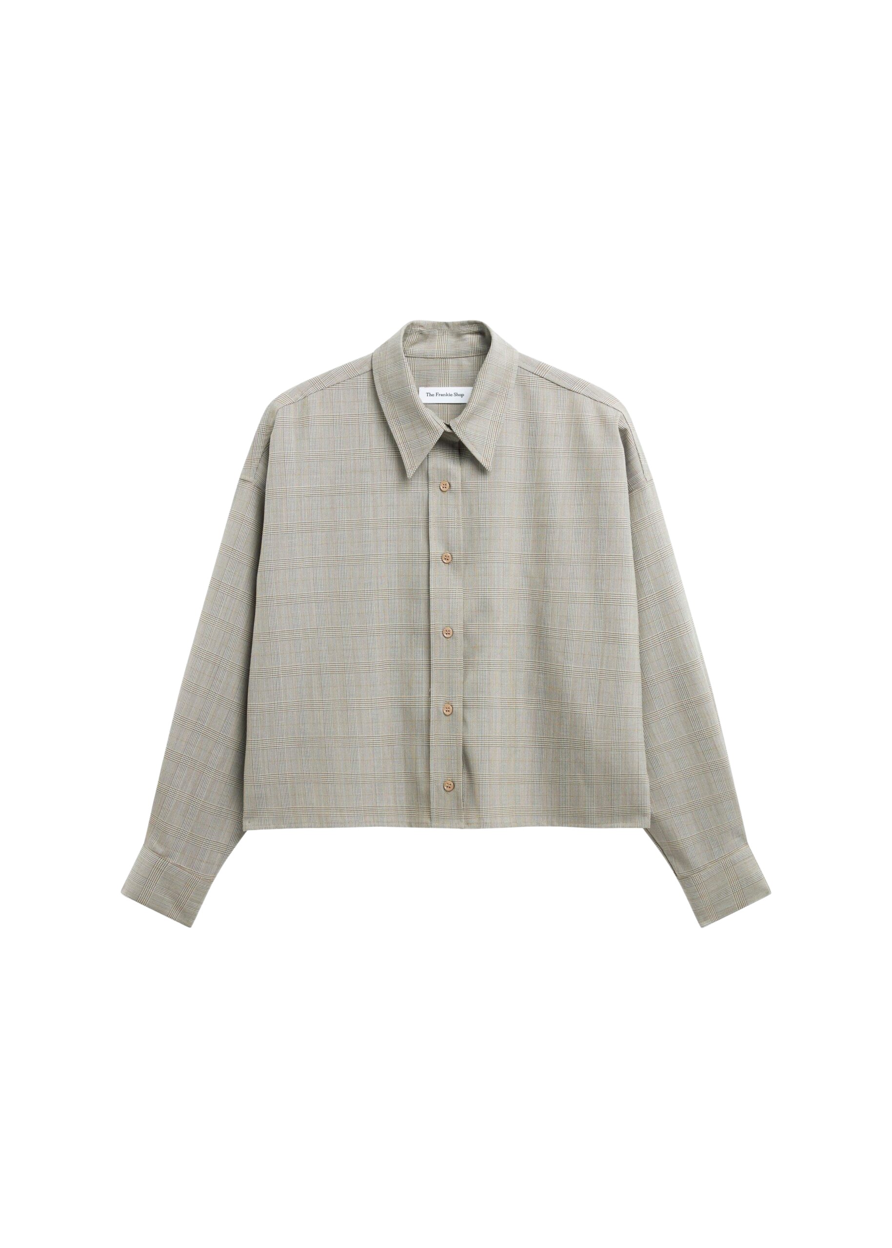 The Frankie Shop Arlen Boxy Shirt - Beige Glen Plaid - Oversized Minimalist Tops in Multicolour - Shop at Luxury Shoes 