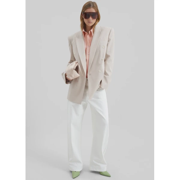 The Frankie Shop Arlen Cotton Boxy Shirt - Faded Pink - Oversized Minimalist Tops in Pink - Shop at Luxury Shoes 
