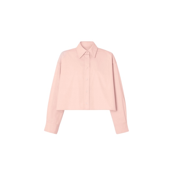 The Frankie Shop Arlen Cotton Boxy Shirt - Faded Pink - Oversized Minimalist Tops in Pink - Shop at Luxury Shoes 
