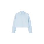 The Frankie Shop Arlen Cotton Boxy Shirt - Light Blue - Oversized Minimalist Tops in Blue - Shop at Luxury Shoes 