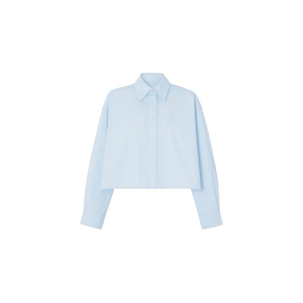 The Frankie Shop Arlen Cotton Boxy Shirt - Light Blue - Oversized Minimalist Tops in Blue - Shop at Luxury Shoes 