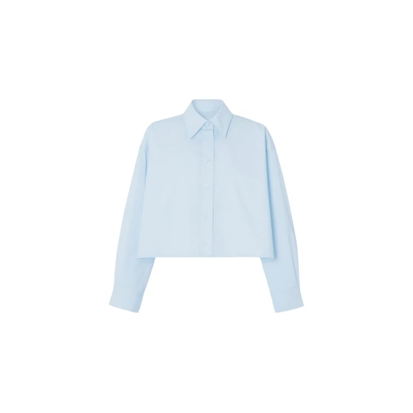 The Frankie Shop Arlen Cotton Boxy Shirt - Light Blue - Oversized Minimalist Tops in Blue - Shop at Luxury Shoes 