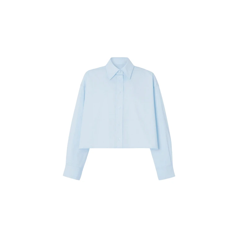 The Frankie Shop Arlen Cotton Boxy Shirt - Light Blue - Oversized Minimalist Tops in Blue - Shop at Luxury Shoes 