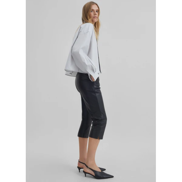 The Frankie Shop Arlen Cotton Boxy Shirt – Slate Grey, view 3