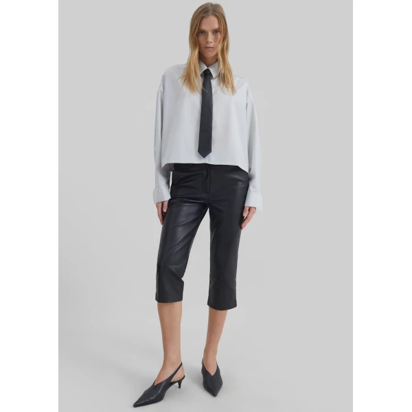 The Frankie Shop Arlen Cotton Boxy Shirt – Slate Grey, view 6