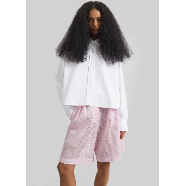 The Frankie Shop Arlen Cotton Boxy Shirt - White - Oversized Minimalist Tops in White - Shop at Luxury Shoes 