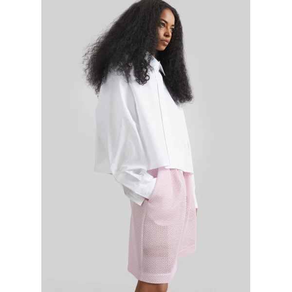 The Frankie Shop Arlen Cotton Boxy Shirt - White - Oversized Minimalist Tops in White - Shop at Luxury Shoes 
