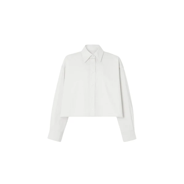 The Frankie Shop Arlen Cotton Boxy Shirt - White - Oversized Minimalist Tops in White - Shop at Luxury Shoes 