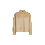 The Frankie Shop Arlen Satin Boxy Shirt - Beige - Oversized Minimalist Tops in Beige - Shop at Luxury Shoes 