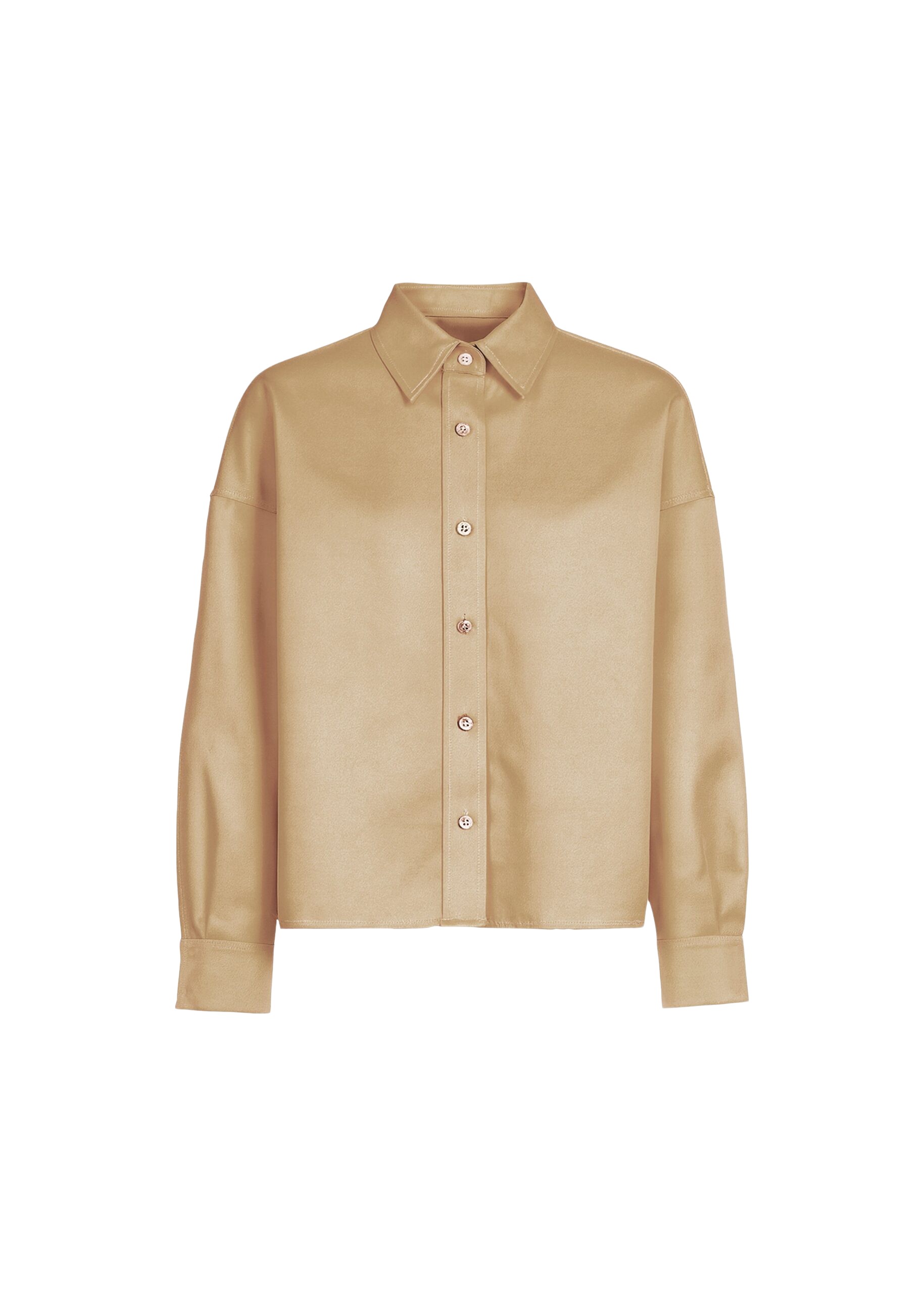 The Frankie Shop Arlen Satin Boxy Shirt - Beige - Oversized Minimalist Tops in Beige - Shop at Luxury Shoes 