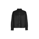 The Frankie Shop Arlen Satin Boxy Shirt - Black - Oversized Minimalist Tops in Black - Shop at Luxury Shoes 