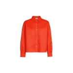 The Frankie Shop Arlen Satin Boxy Shirt - Coral Red - Oversized Minimalist Tops in Orange - Shop at Luxury Shoes 