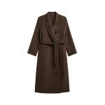 The Frankie Shop Arlene Wool Belted Coat - Brown - Oversized Minimalist Coats in Beige - Shop at Luxury Shoes 