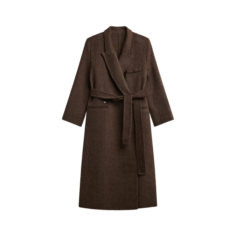 The Frankie Shop Arlene Wool Belted Coat - Brown - Oversized Minimalist Coats in Beige - Shop at Luxury Shoes 
