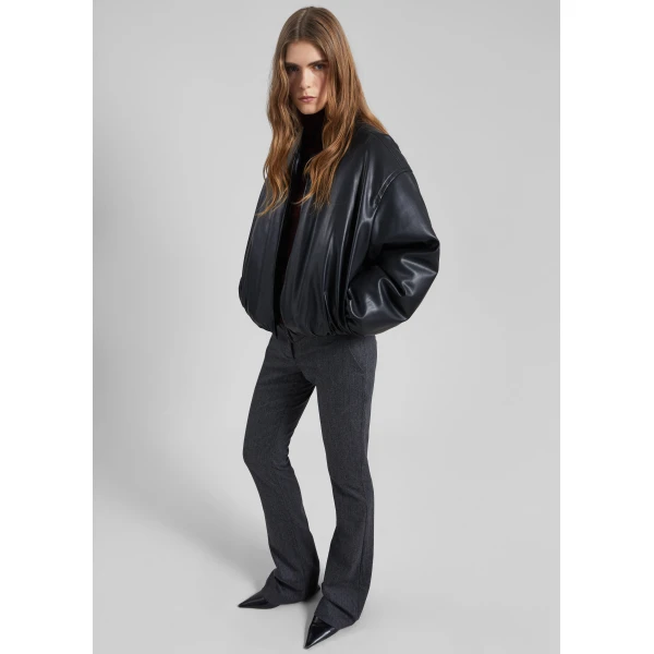The Frankie Shop Arolla Faux Leather Draped Jacket - Black - Oversized Minimalist Jackets in Black - Shop at Luxury Shoes 