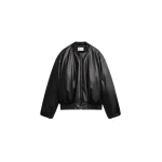 The Frankie Shop Arolla Faux Leather Draped Jacket - Black - Oversized Minimalist Jackets in Black - Shop at Luxury Shoes 