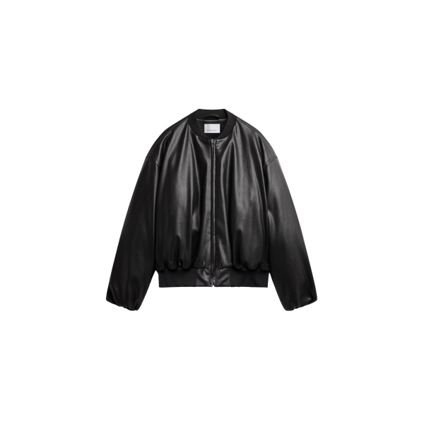 The Frankie Shop Arolla Faux Leather Draped Jacket - Black - Oversized Minimalist Jackets in Black - Shop at Luxury Shoes 