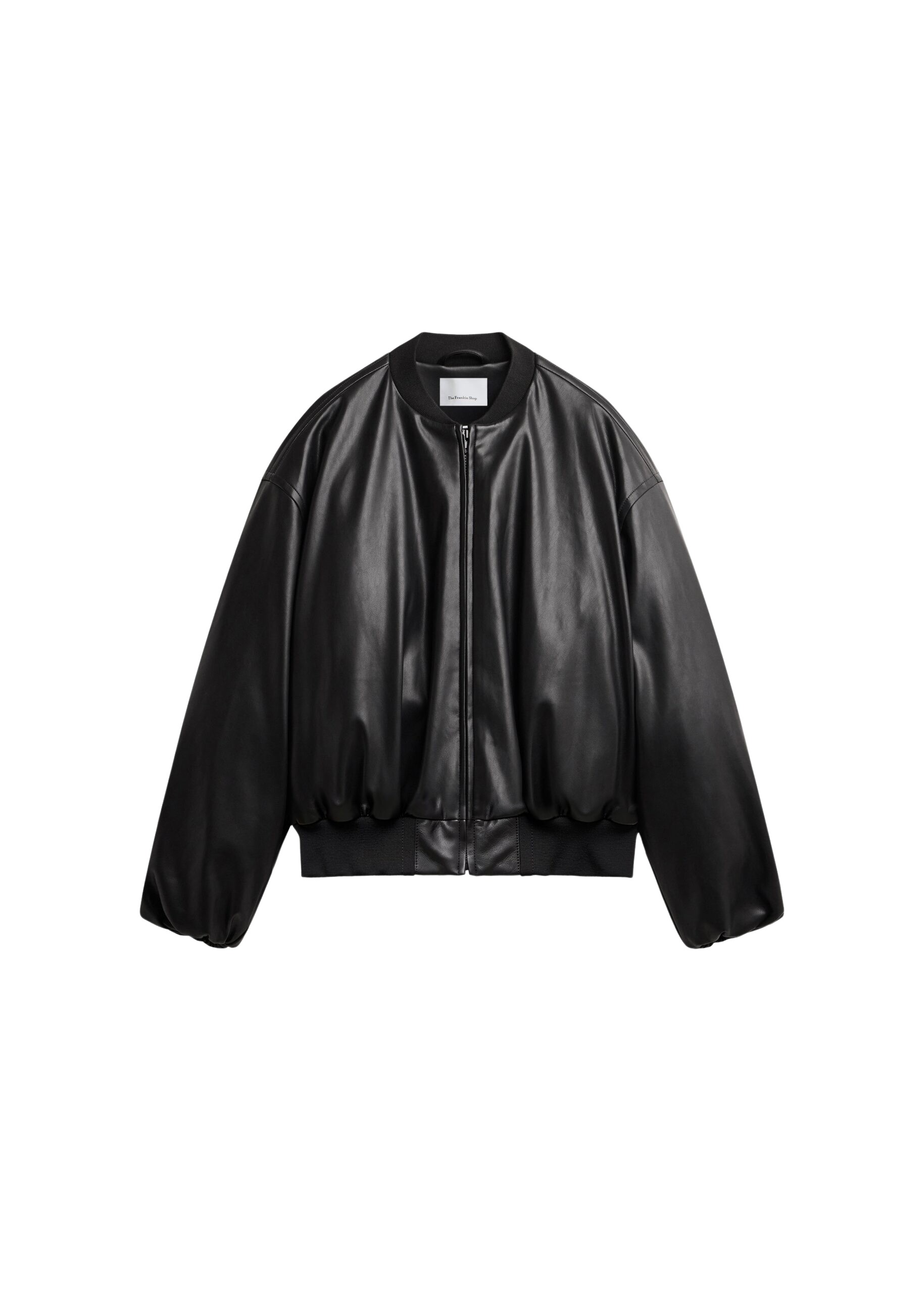 The Frankie Shop Arolla Faux Leather Draped Jacket – Black