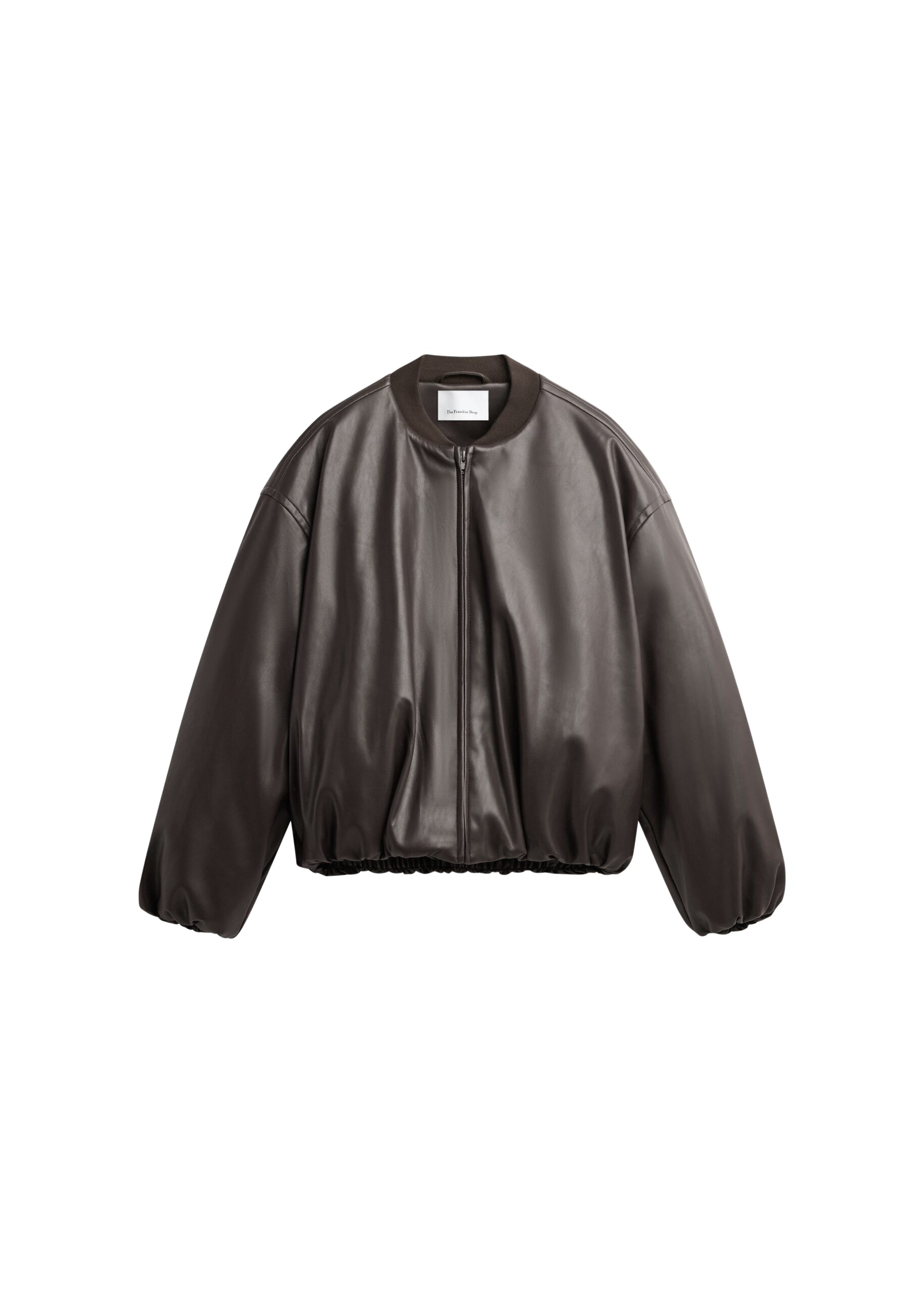 The Frankie Shop Arolla Faux Leather Draped Jacket – Brown