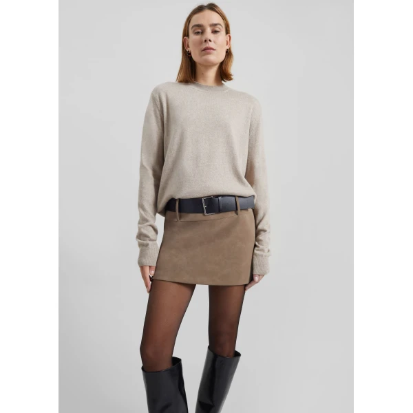 The Frankie Shop Arosa Belted Mini Skirt – Beige, view 2