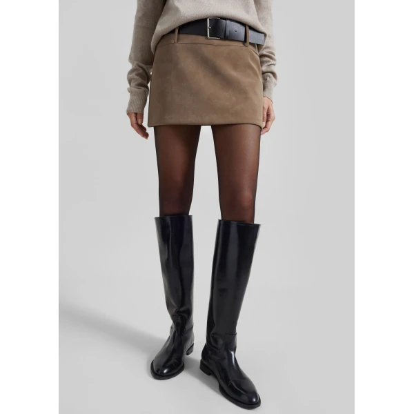 The Frankie Shop Arosa Belted Mini Skirt – Beige, view 4