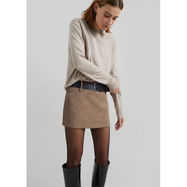 The Frankie Shop Arosa Belted Mini Skirt – Beige, view 5