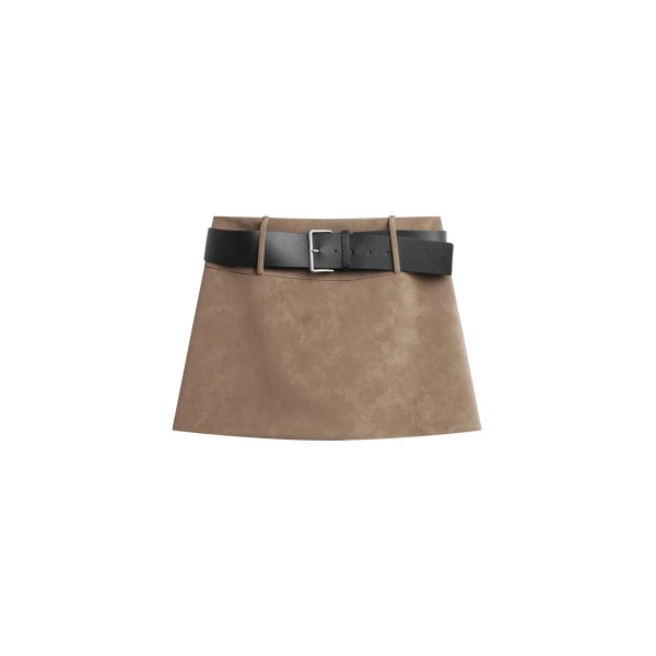 The Frankie Shop Arosa Belted Mini Skirt – Beige