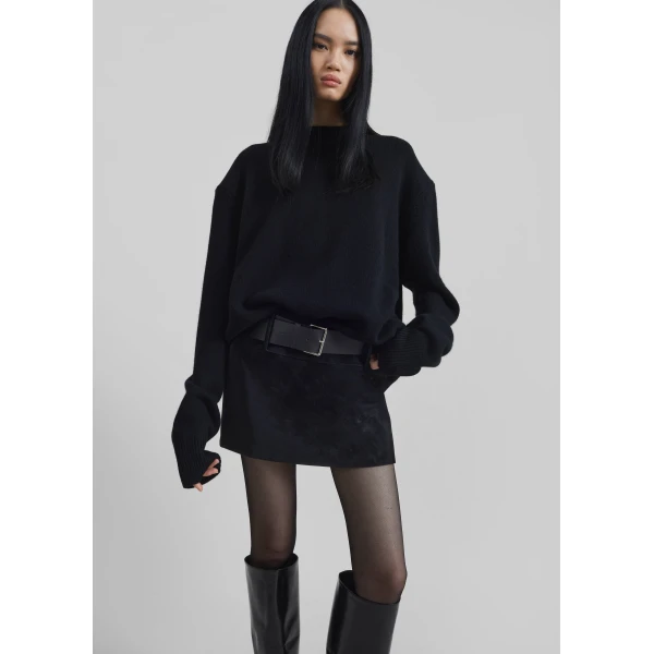 The Frankie Shop Arosa Belted Mini Skirt – Black, view 2