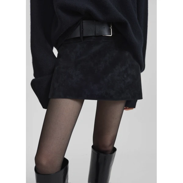 The Frankie Shop Arosa Belted Mini Skirt – Black, view 3