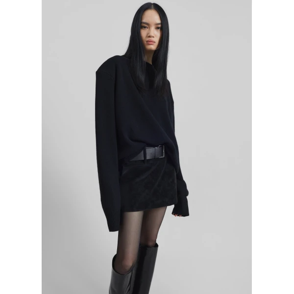 The Frankie Shop Arosa Belted Mini Skirt – Black, view 4