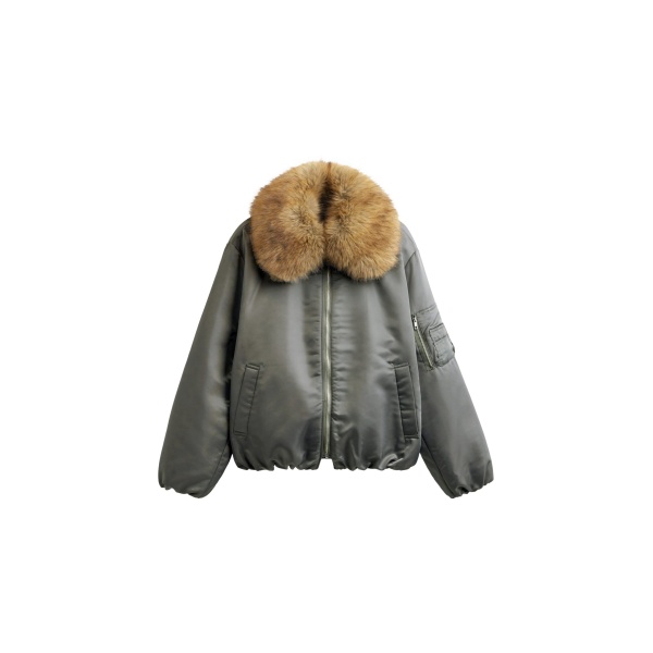 The Frankie Shop Arslev Bomber Jacket - Pale Olive - Oversized Minimalist Jackets in Green - Shop at Luxury Shoes 