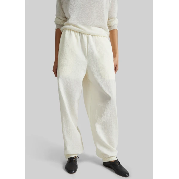 The Frankie Shop Articulated Vented Pants - Milk - Oversized Minimalist Pants in White - Shop at Luxury Shoes 