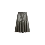 The Frankie Shop Arvika Faux Leather Mermaid Skirt - Dark Olive - Oversized Minimalist Skirts in Green - Shop at Luxury Shoes 