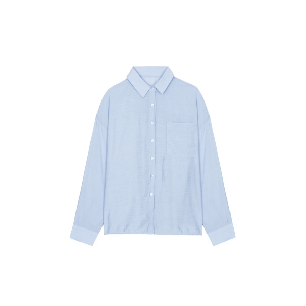 The Frankie Shop Ascain Fluid Shirt - Sky Blue - Oversized Minimalist Tops in Blue - Shop at Luxury Shoes 