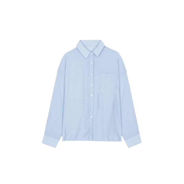 The Frankie Shop Ascain Fluid Shirt - Sky Blue - Oversized Minimalist Tops in Blue - Shop at Luxury Shoes 