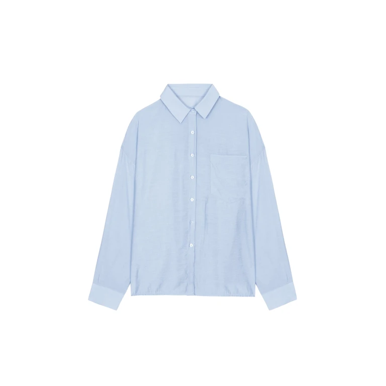 The Frankie Shop Ascain Fluid Shirt - Sky Blue - Oversized Minimalist Tops in Blue - Shop at Luxury Shoes 