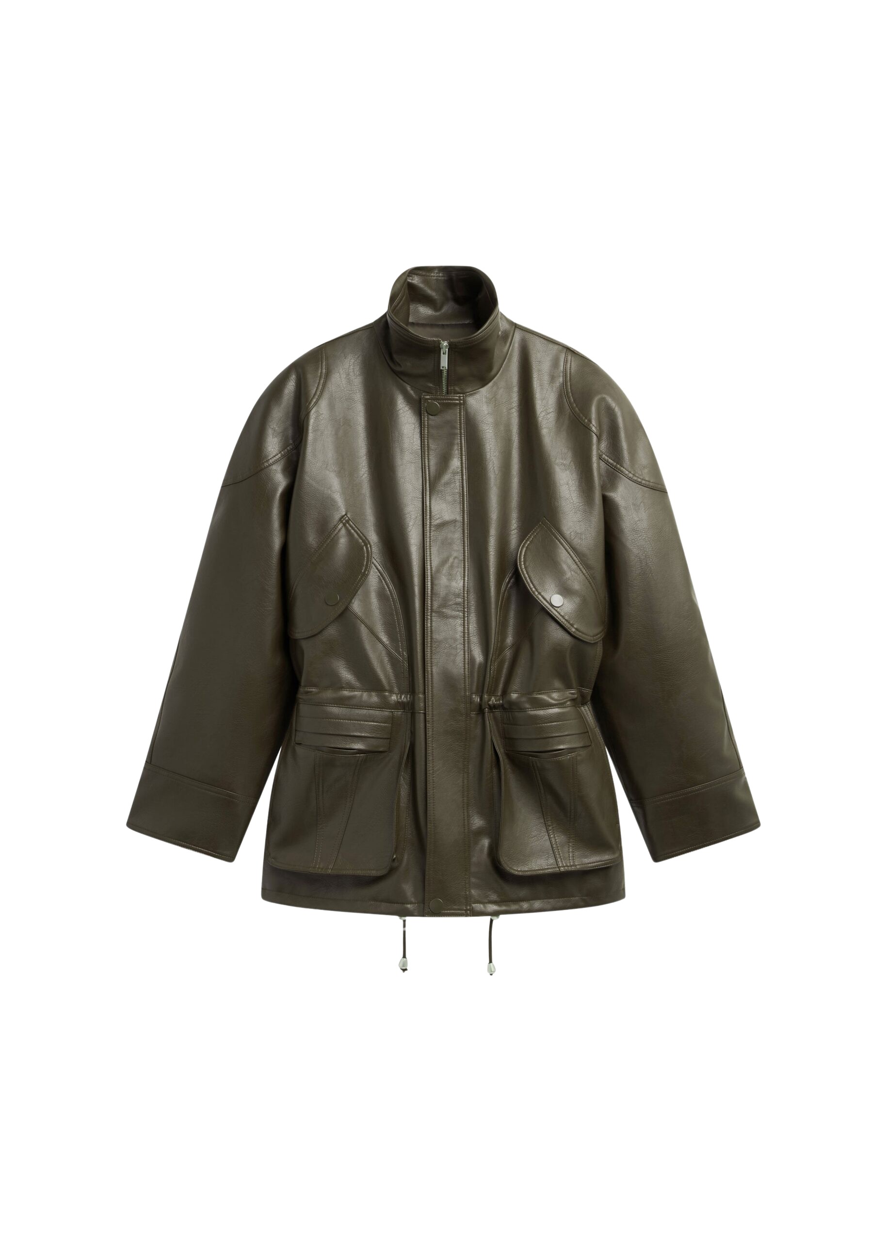 The Frankie Shop Ascona Faux Leather Jacket – Dark Olive