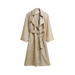 The Frankie Shop Astoria Cut-Out Raglan Sleeve Trench Coat - Beige - Oversized Minimalist Coats in Beige - Shop at Luxury Shoes 