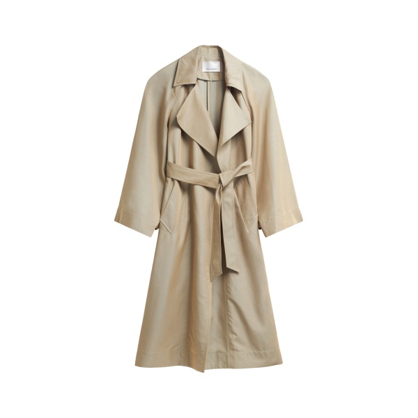 The Frankie Shop Astoria Cut-Out Raglan Sleeve Trench Coat - Beige - Oversized Minimalist Coats in Beige - Shop at Luxury Shoes 