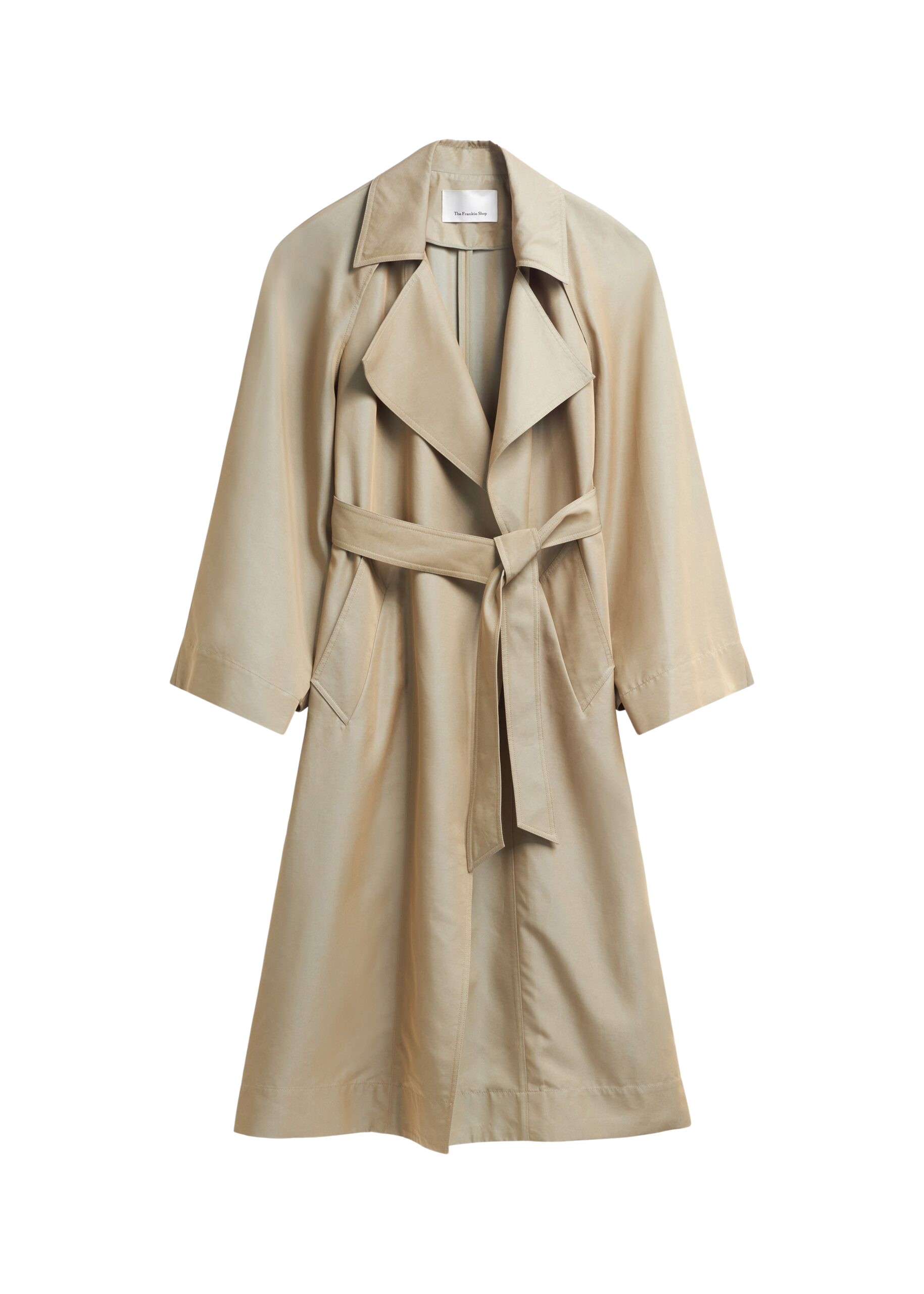 The Frankie Shop Astoria Cut-Out Raglan Sleeve Trench Coat – Beige